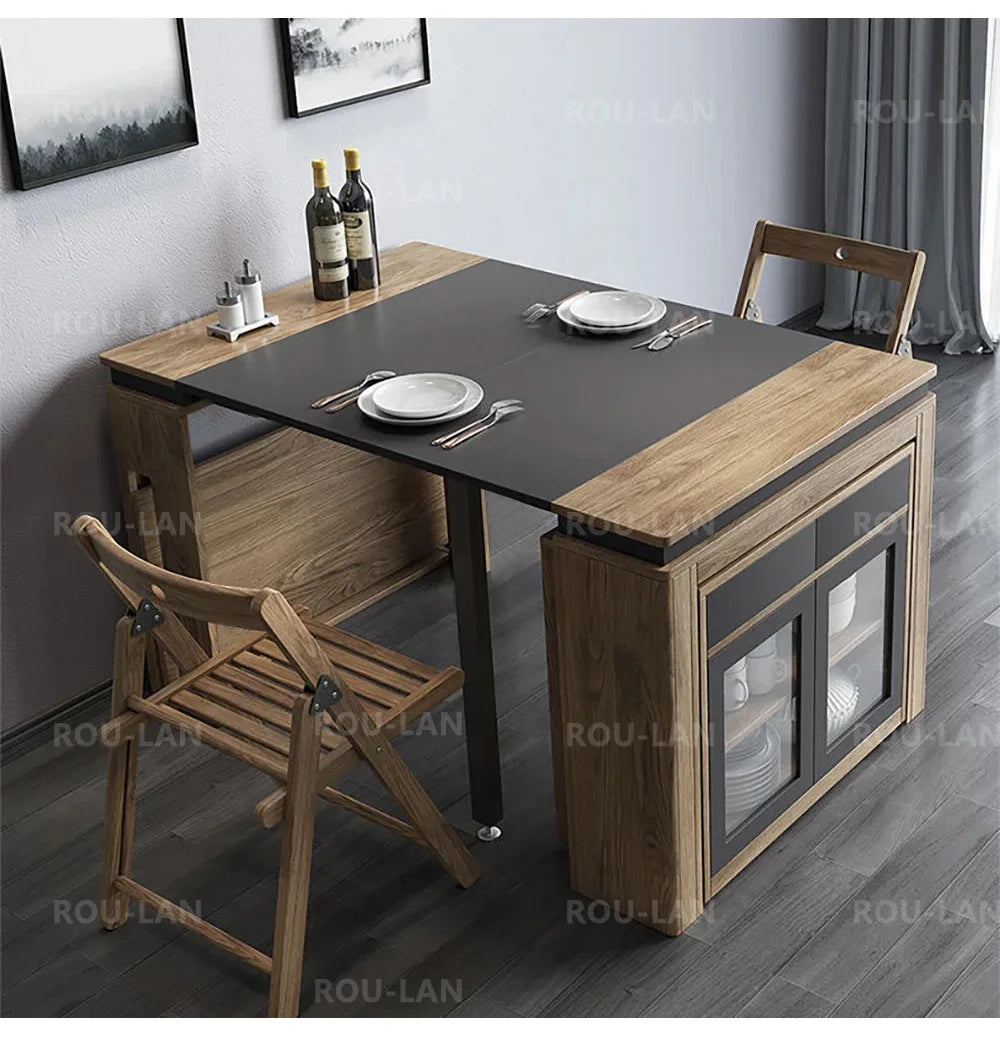 Modern Extendable Dining Table Rectangle Sideboard With Storage by HARMONYA STORE