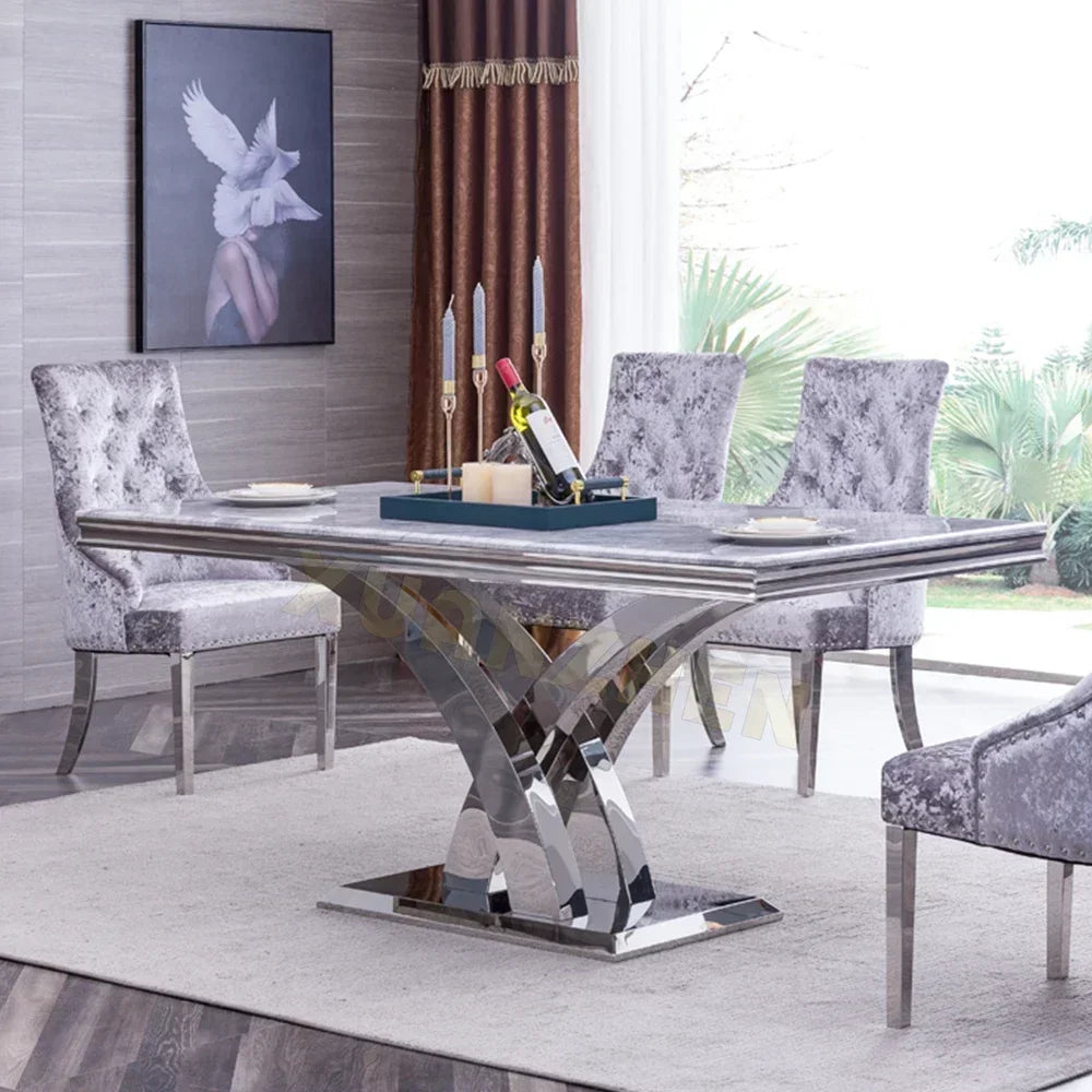 Modern Dining Table Set 6 Seater Marble Table Luxury Dining Tables Living Room, Furniture by HARMONYA STORE