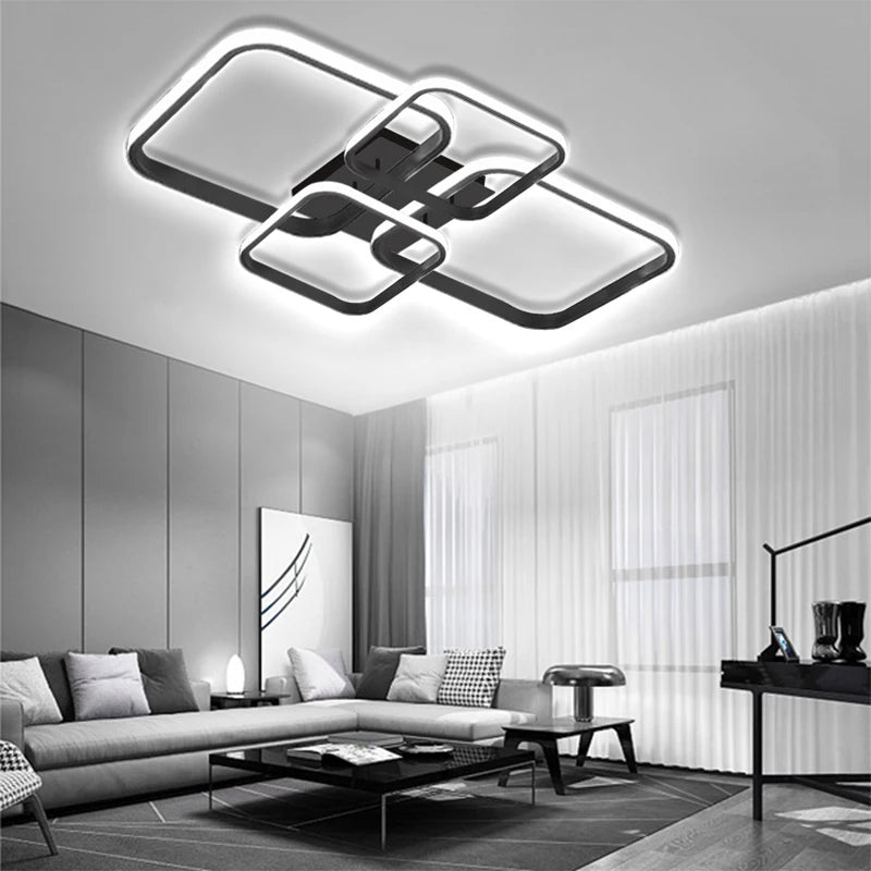 Nordic LED Ceiling Lamp Square Aluminium Balck White Home Decor For Living Room Bedroom Restaurant Indoor Lighting Fixtures by HARMONYA STORE