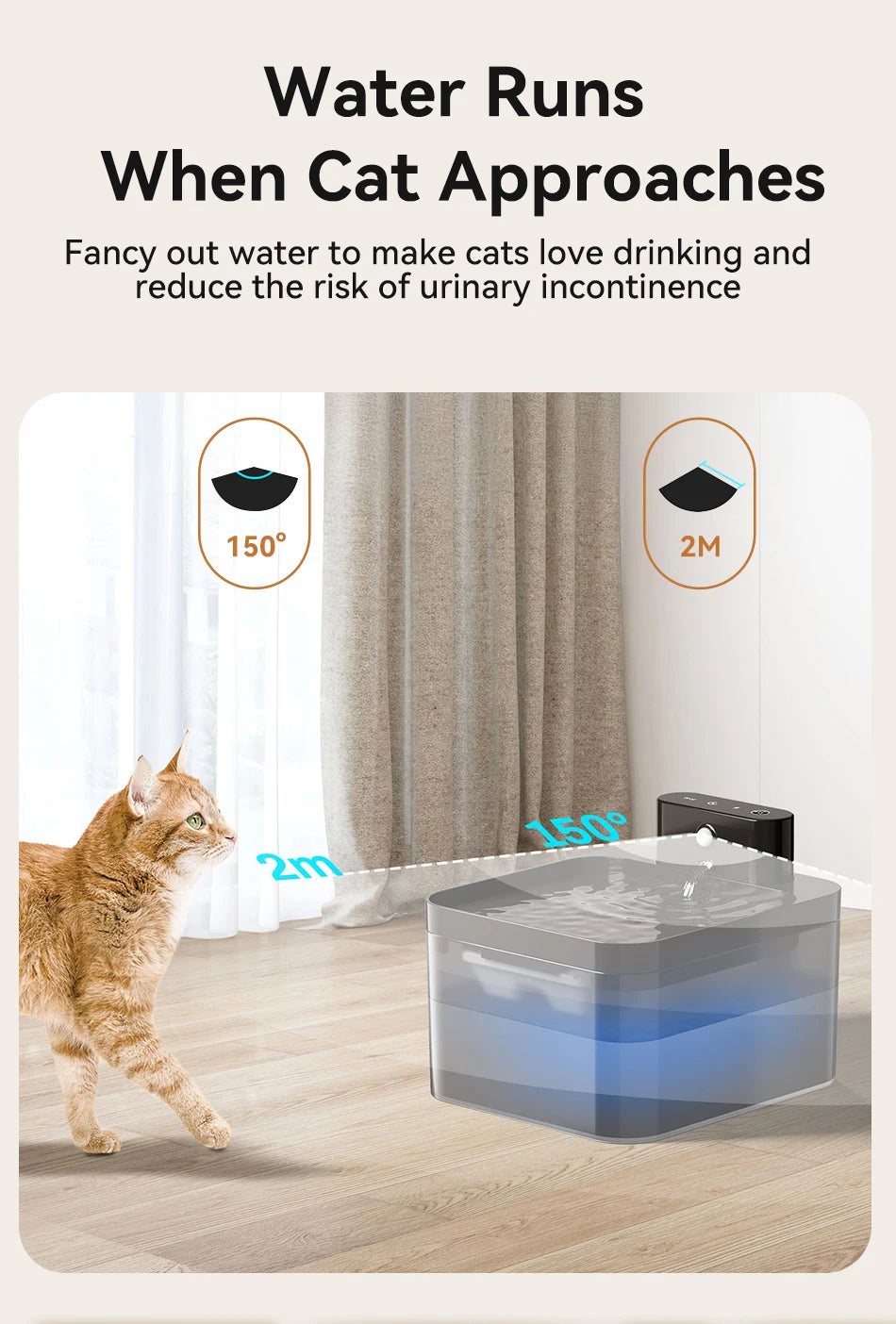 ROJECO Wireless Automatic Cat Water Fountain 2600mAh Pet Water Dispenser For Dog Cat Infrared Sensor Smart Pet Drinkier Fountain by HARMONYA STORE