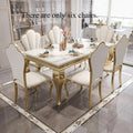 Marble Luxury Dining Table Unique Gold Individual White Italian Dining Table Rectangular Design Mesa Comedor Home Furniture by HARMONYA STORE