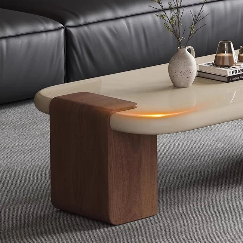 Modern Coffee Table Living Room Small Marble Side Table Glass Round Center Table Nordic Japandi Wabi Sabi Minimalist Furniture by HARMONYA STORE