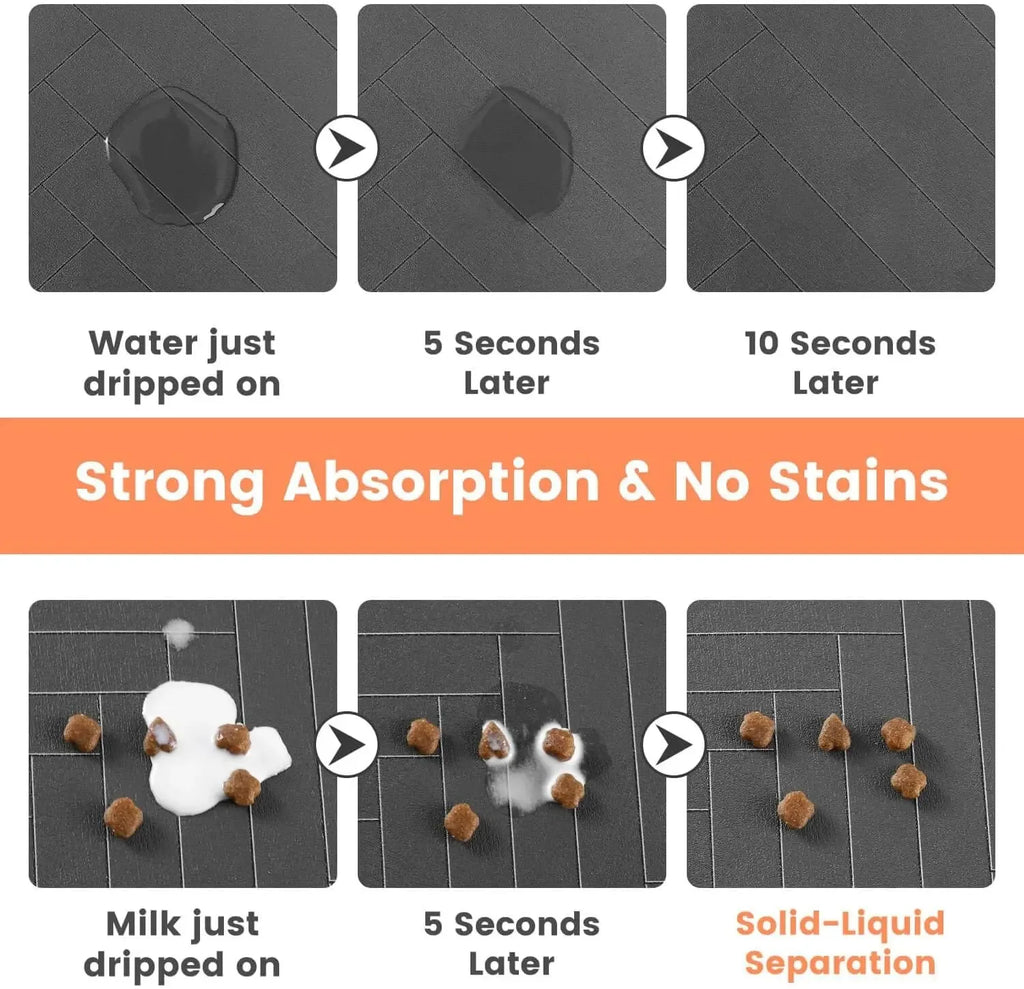 Pet Feeding Mat-Absorbent Pet Placemat Rubber Backing Quick Dry Water Mat for Dog Cat for Food and Water Bowl with Waterproof by HARMONYA STORE