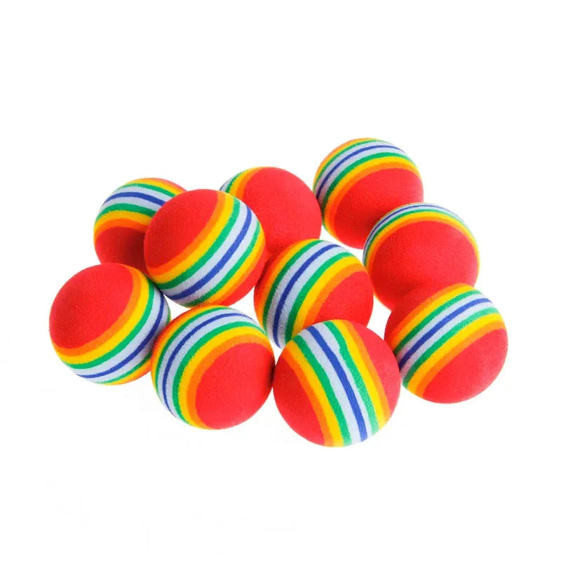 Rainbow EVA Cat Toys Ball Interactive Cat Dog Play Chewing Rattle Scratch EVA Ball Training Balls Pet Toys Supplies by HARMONYA STORE