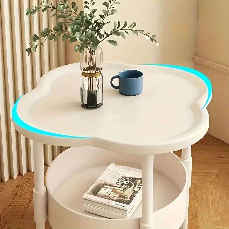 [Stylish Side Table] Stylish Modern Round Side Table with Storage Shelf | Space-Saving, Lightweight for Living Room, Bedroom by HARMONYA STORE