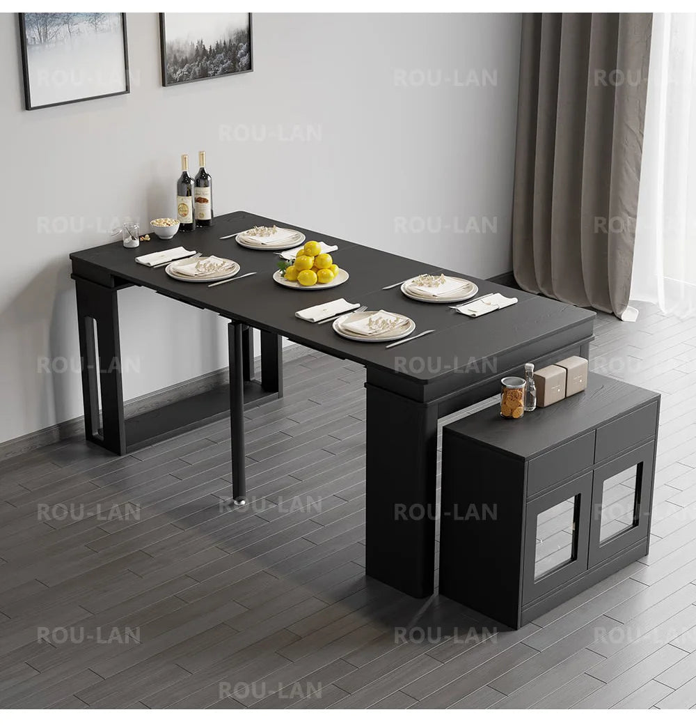 Modern Extendable Dining Table Rectangle Sideboard With Storage by HARMONYA STORE