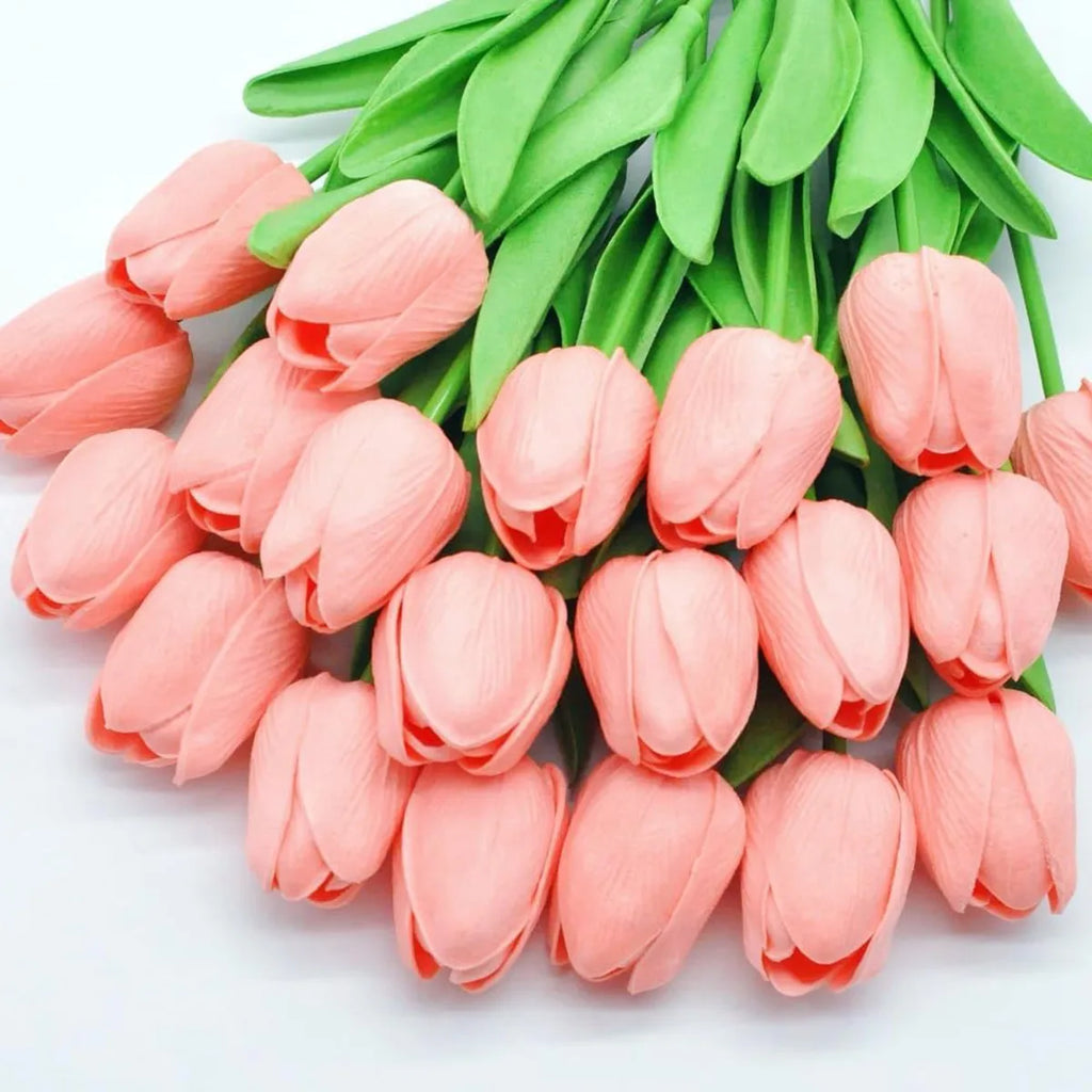 10Pcs Artificial Flower Realistic Touch Tulip Scrapbooking Vase Home Decor Wedding Garden Arch Garland Mother's Day Bouquet diy by HARMONYA STORE