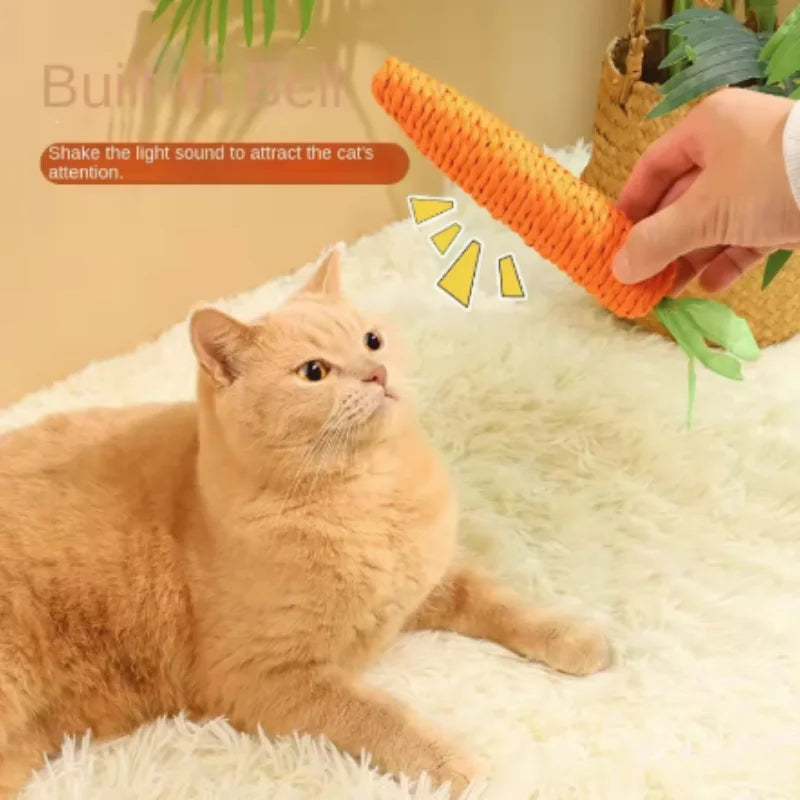 Fun Cat Teething Stick Sound Carrot Cuddle Toy Anti-Bite Scratch Board Pet Supplies for Interactive Entertainment by HARMONYA STORE