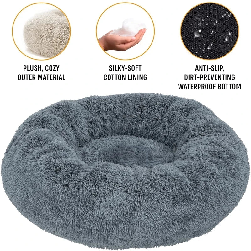 40-90cm 6 Sizes Round Pet Bed for Large Dog Bed Super Soft Cat Bed Plush Dog House for Medium Dog House Winter Warm Sleeping by HARMONYA STORE