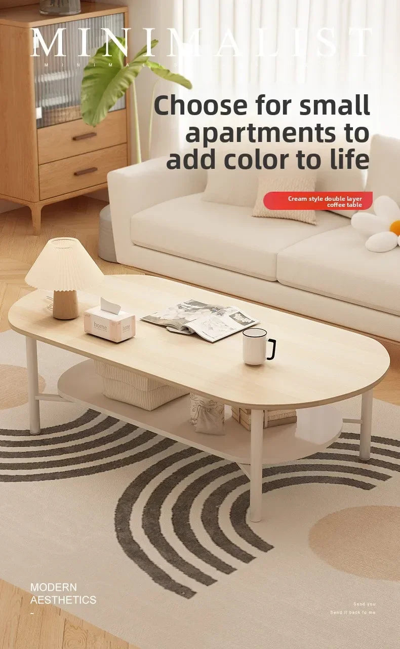 Coffee table small apartment living room household sofa tea table oval table small table by HARMONYA STORE