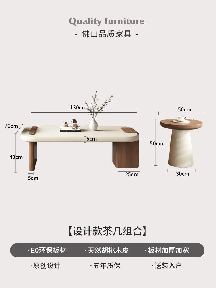 Modern Coffee Table Living Room Small Marble Side Table Glass Round Center Table Nordic Japandi Wabi Sabi Minimalist Furniture by HARMONYA STORE