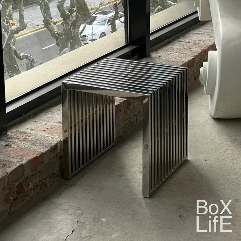 Modern Simple Stainless Steel Side Table Baohaus Medieval Living Room Metal Coffee Table Cafe Small Long Table by HARMONYA STORE