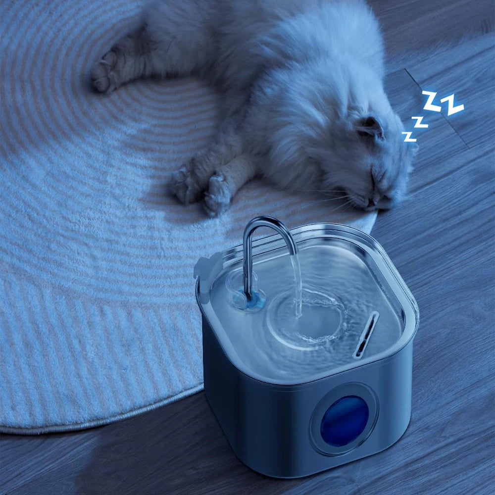ZYFeeder 2.2L Automatic Cat Water Fountain Square Stainless Steel Pet Water Feeder Dog Water Fountain with window（No 5V 1A Plug） by HARMONYA STORE