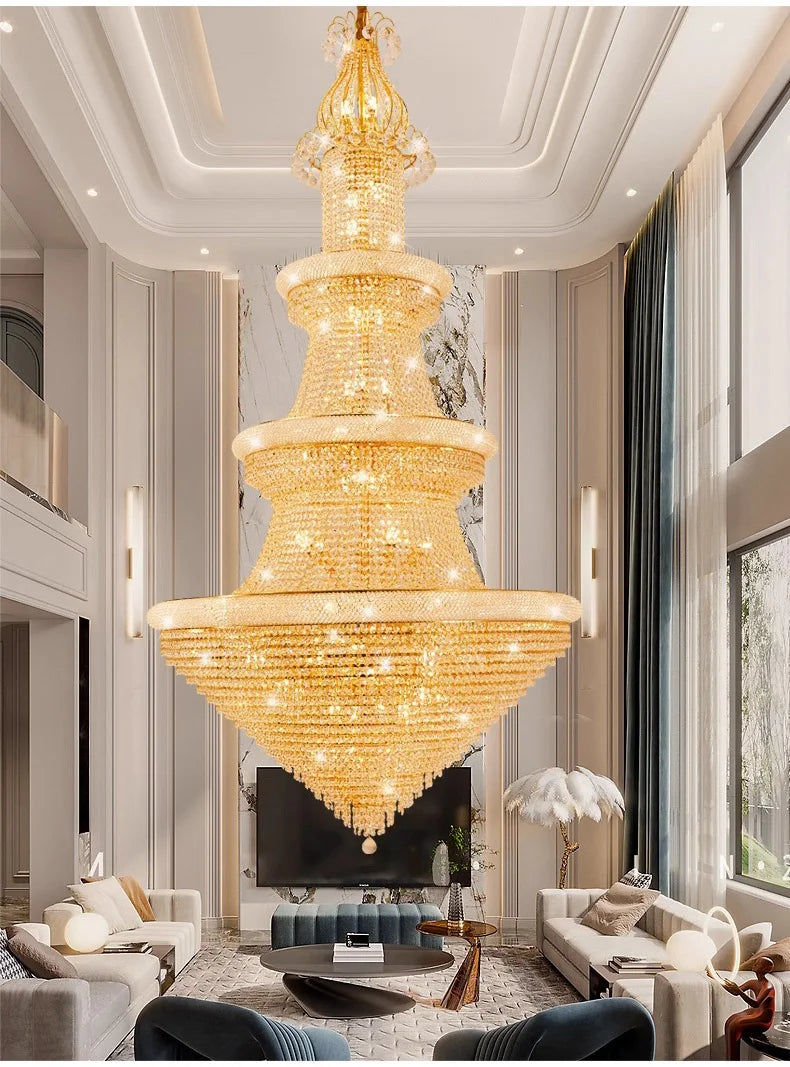 Luxury Crystal Chandeliers Home Decorate Ceiling Chandelier Lustre Duplex Loft Pendant Lights for Living Dining Room Żyrandol by HARMONYA STORE