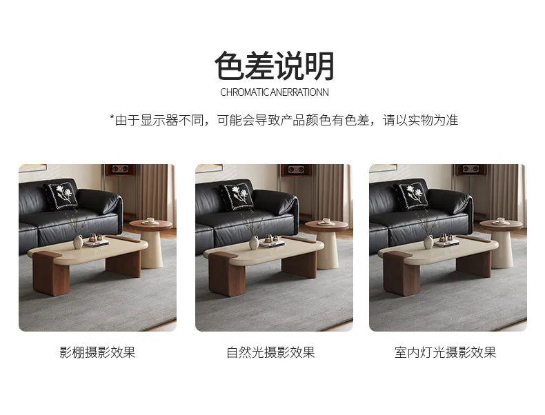 Modern Coffee Table Living Room Small Marble Side Table Glass Round Center Table Nordic Japandi Wabi Sabi Minimalist Furniture by HARMONYA STORE
