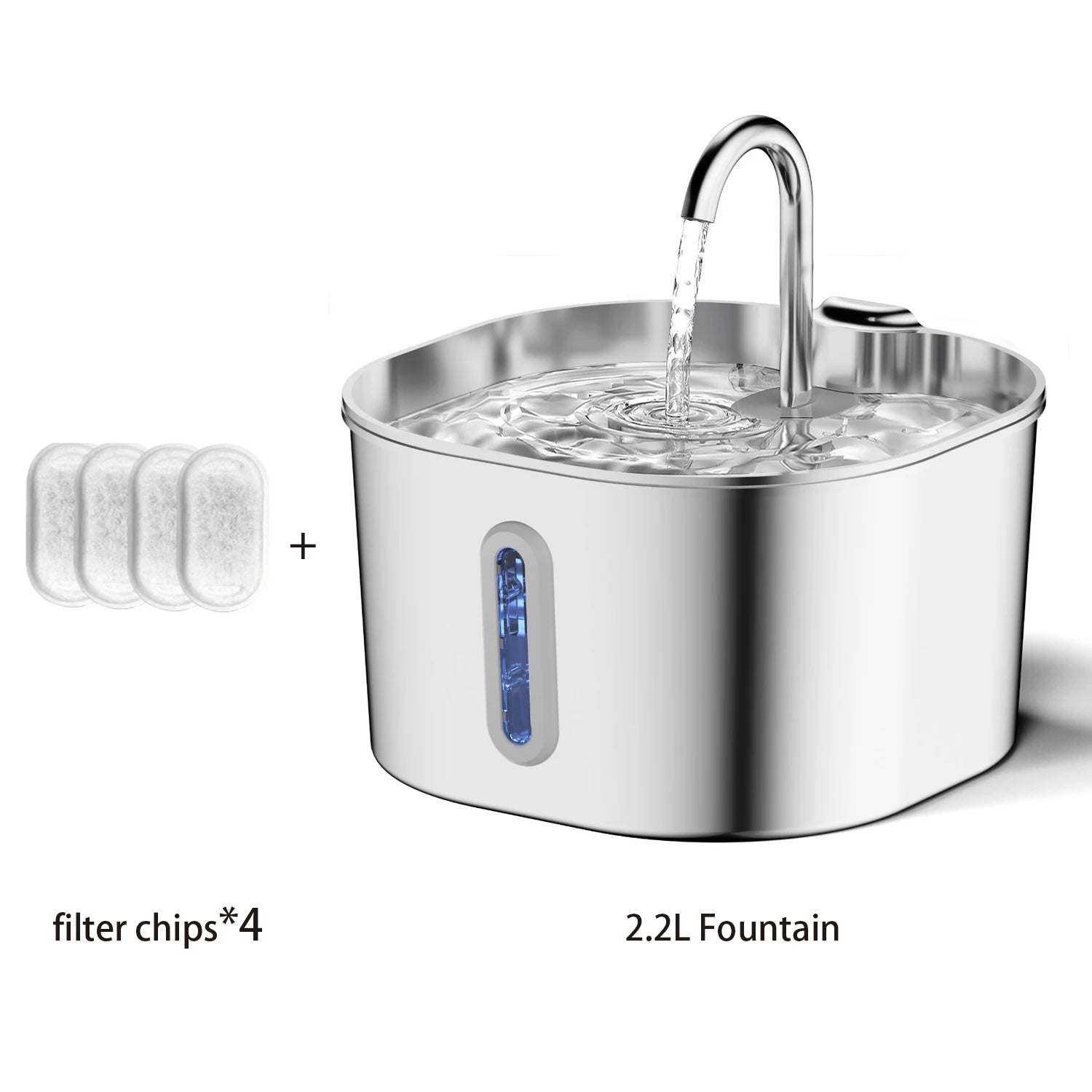 ZYFeeder 2.2L Automatic Cat Water Fountain Square Stainless Steel Pet Water Feeder Dog Water Fountain with window（No 5V 1A Plug） by HARMONYA STORE