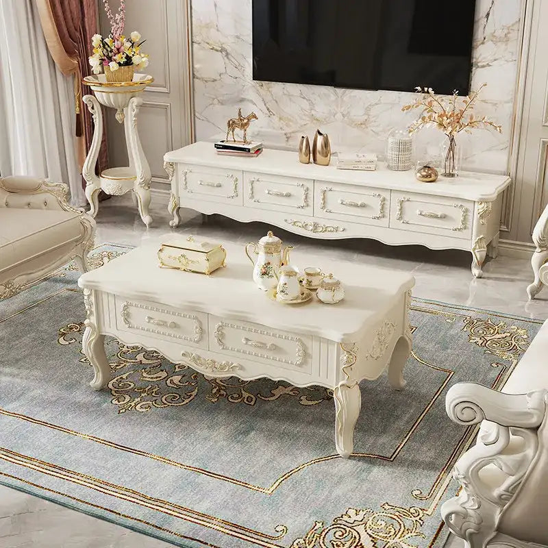 Home Light luxury modern simple 140cm coffee table 180cm TV cabinet combination set side tables tv stand living room furniture by DSERS