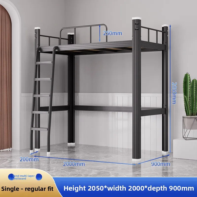 Upper Bed Lower Table Combined Bed College Dormitory Elevated Bed Small Apartment Household Wrought Iron Bed Apartment Bed by HARMONYA STORE