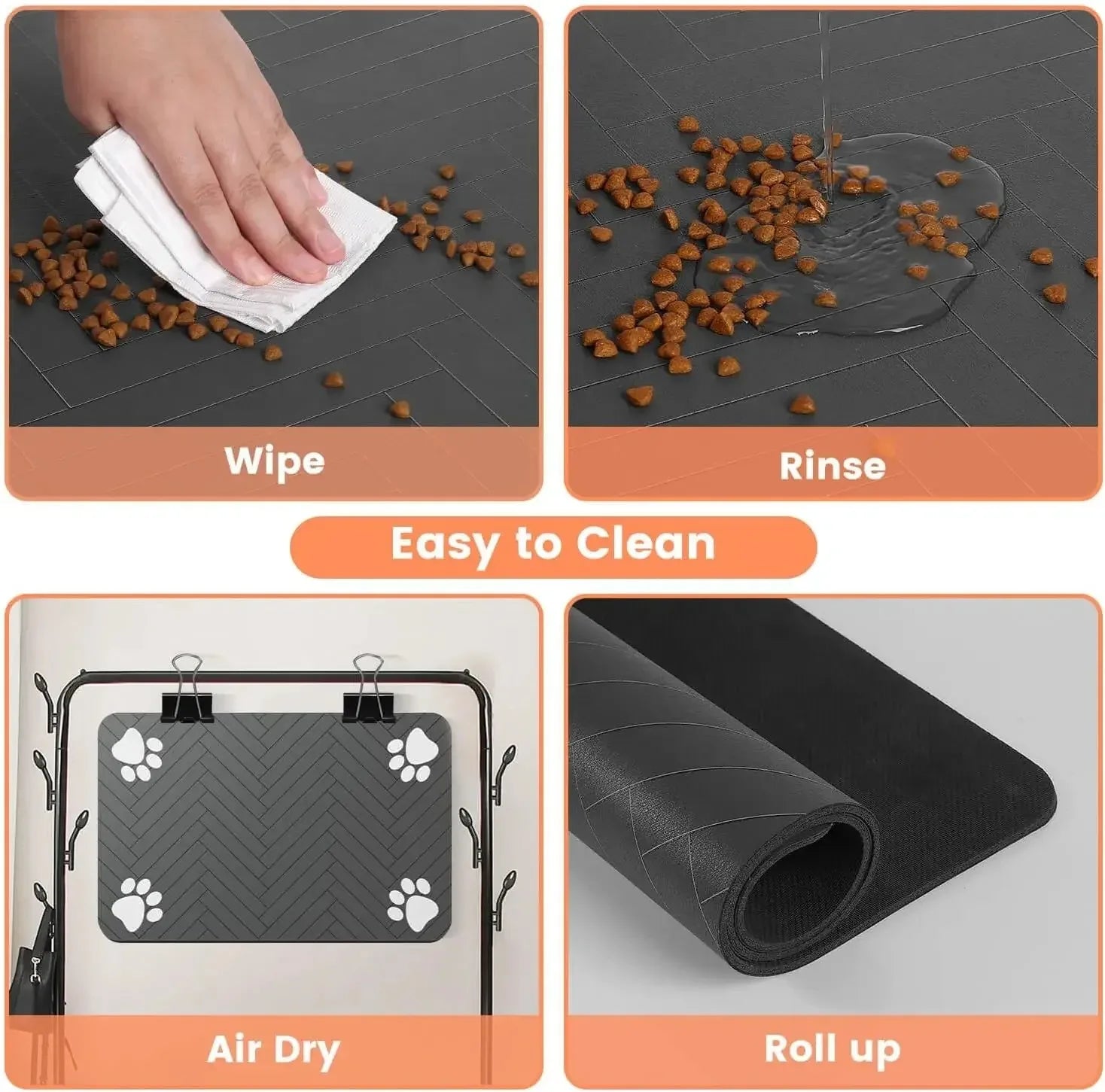 Pet Feeding Mat-Absorbent Pet Placemat Rubber Backing Quick Dry Water Mat for Dog Cat for Food and Water Bowl with Waterproof by HARMONYA STORE