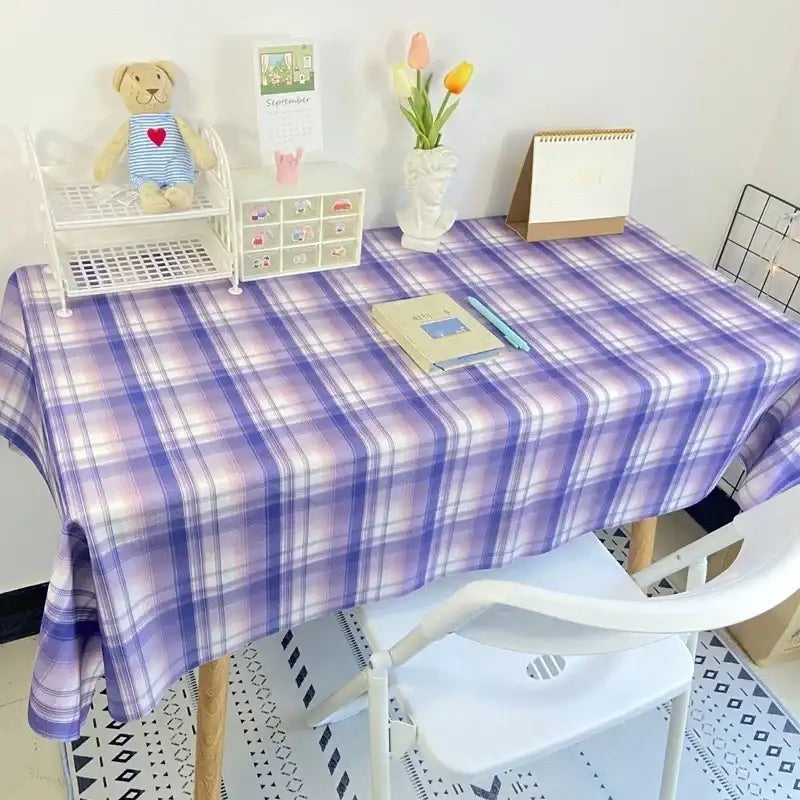 Plaid Tablecloth Table Cloth Desk Mat Dust-proof Dining Table Cloth Furniture Protector Picnic Mat Tapete Dressing Table Mat by DSERS