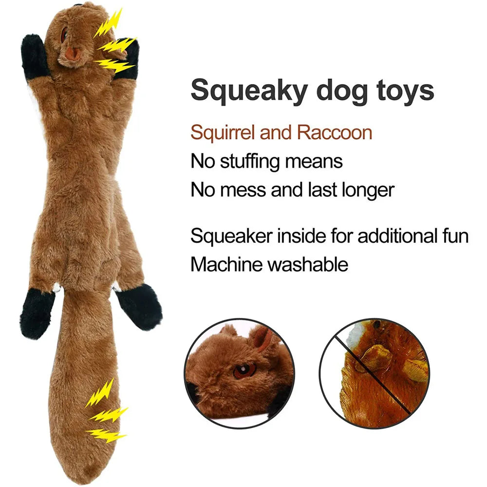 Funny Simulated Animal No Stuffing Dog Toy with Squeakers Durable Stuffingless Plush Squeaky Dog Chew Toy Crinkle Pet Squeak Toy by HARMONYA STORE