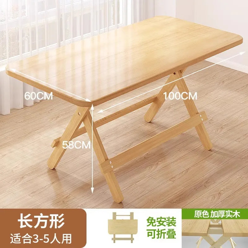 Solid Wood Rectangular Foldable Table Portable Dining Table for Home Small Apartment Balcony Bay Window Study Picnic Desk by HARMONYA STORE