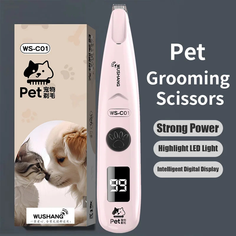 Pet Dog Electric Groomer Trimmer with LED Light Waterproof Pet Foot Hair Trimmer Low Noise Cat Dog Face Foot Ear Hip Paw Shaver by HARMONYA STORE