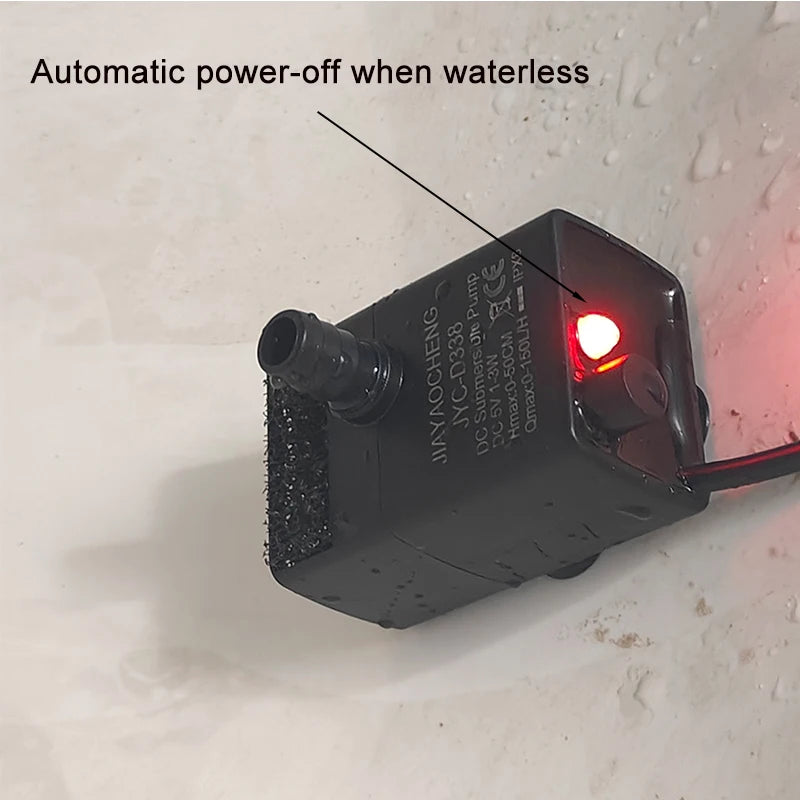 Ultra Quiet USB Aquarium Fish Tank Filtration Pump Mini Pet Fountain Submersible Adjustable Flow Water Circulation Pump 5V 5W by HARMONYA STORE
