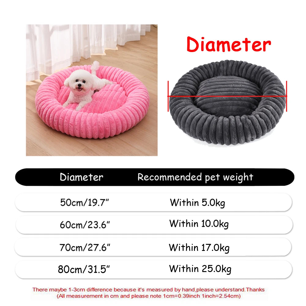 40-90cm 6 Sizes Round Pet Bed for Large Dog Bed Super Soft Cat Bed Plush Dog House for Medium Dog House Winter Warm Sleeping HARMONYA STORE