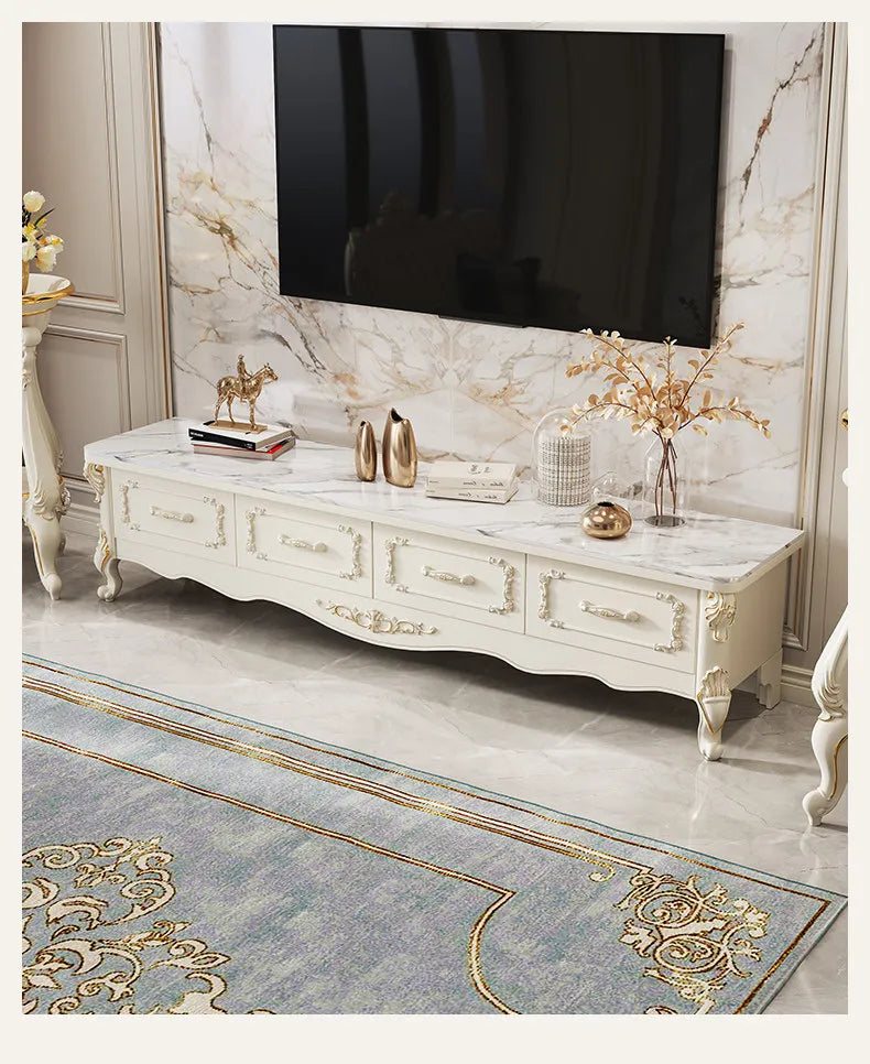 Home Light luxury modern simple 140cm coffee table 180cm TV cabinet combination set side tables tv stand living room furniture by HARMONYA STORE