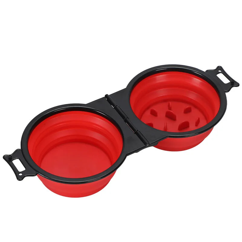 1-piece 2-in-1 Foldable Dual Bowl Feeding Bowl Portable Outdoor Travel Dog Cat Drinking Bowl Pet Supplies Outdoor Feeding Water by HARMONYA STORE