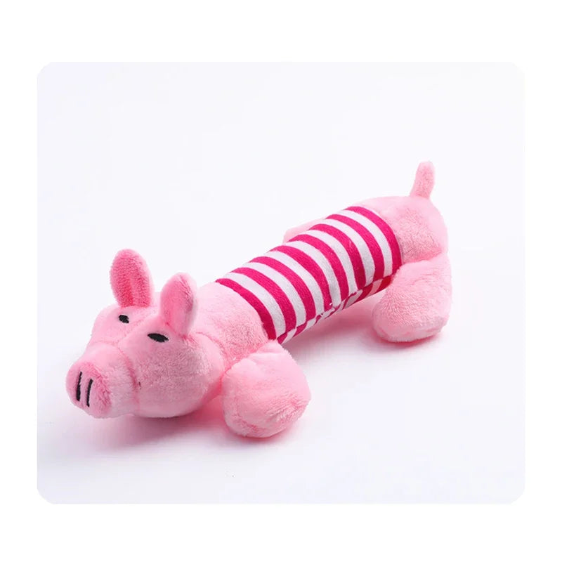 Pet Dogs, Cats, Plush Cartoon Embroidery, Bite Resistant and Stress Relieving, Ducks, Pigs, Elephants, Cute Vocalizations Toys by HARMONYA STORE