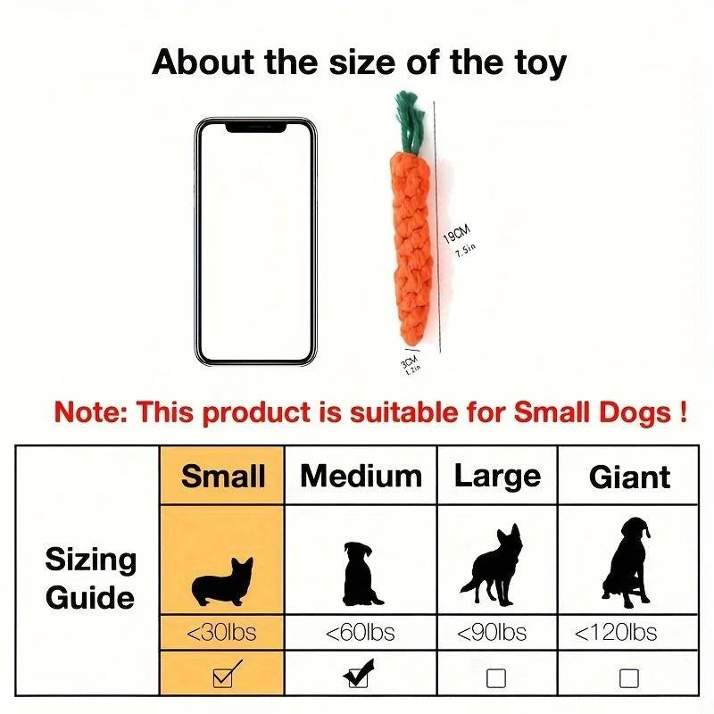 1pc Pet Knot Toy for Dog and Cat Carrot Shape Dog Chew Toys Cotton Rope Toys for Indoor Dogs Cat Toys Dog Accessories by HARMONYA STORE