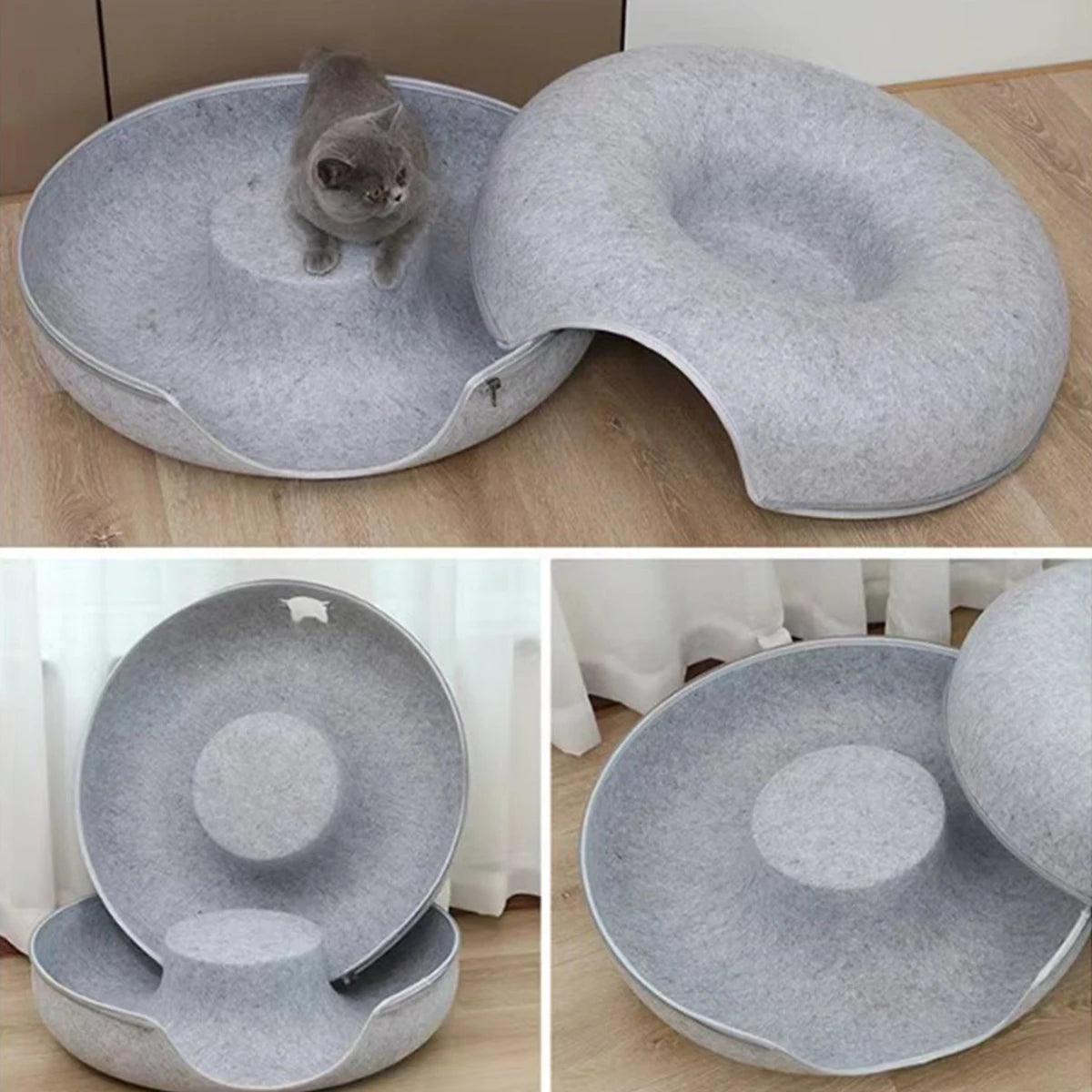 B-Tunnel Donut Cat Bed Interactive Tunnel Pet Felt Indoor Toys Cats House Kitten Training Toy Cat Kennel Cat Accessories by HARMONYA STORE