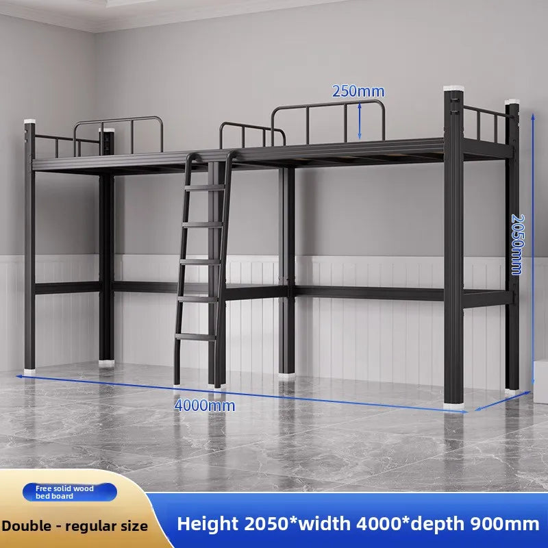 Upper Bed Lower Table Combined Bed College Dormitory Elevated Bed Small Apartment Household Wrought Iron Bed Apartment Bed by HARMONYA STORE