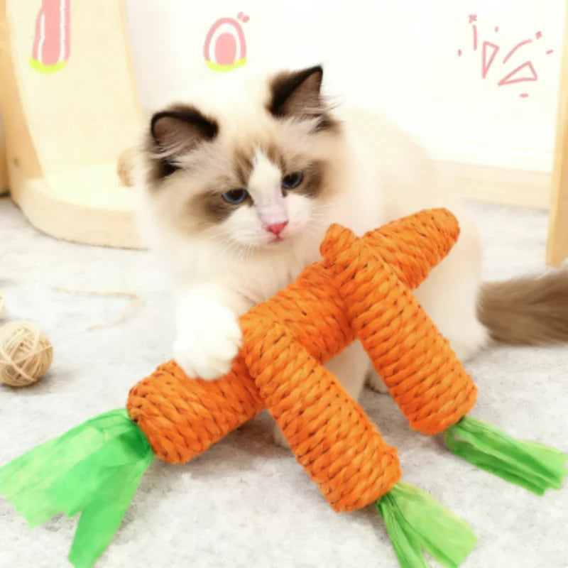 Fun Cat Teething Stick Sound Carrot Cuddle Toy Anti-Bite Scratch Board Pet Supplies for Interactive Entertainment by HARMONYA STORE