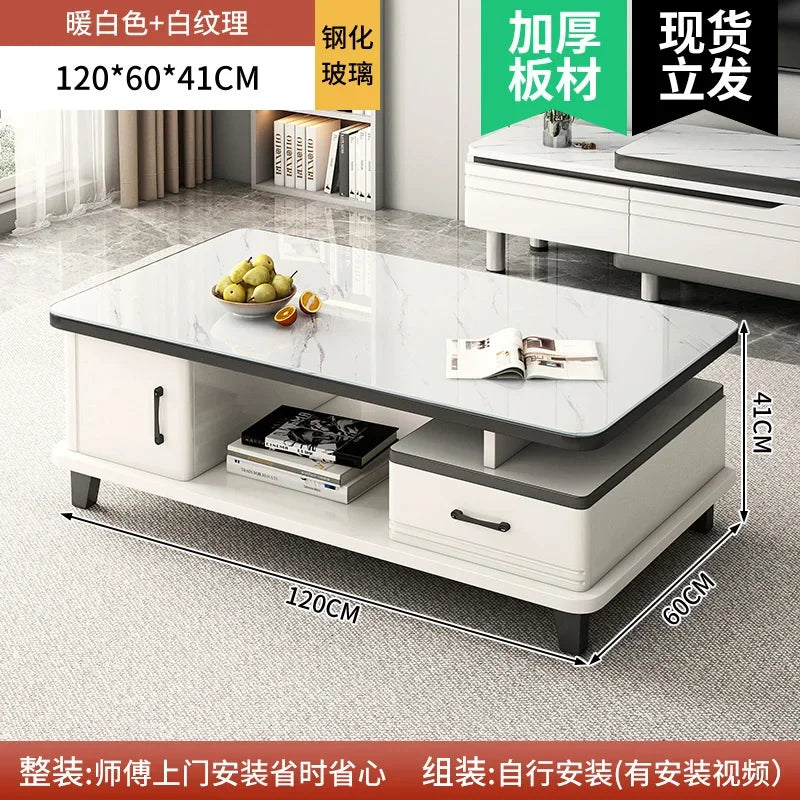 Modern LED TV Stand for Televisions Up Coffee Table Glass Shelves and Drawer Gaming Entertainment Center with Multiple Cabinet by HARMONYA STORE