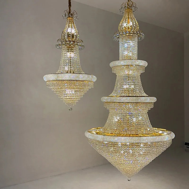 Luxury Crystal Chandeliers Home Decorate Ceiling Chandelier Lustre Duplex Loft Pendant Lights for Living Dining Room Żyrandol by HARMONYA STORE