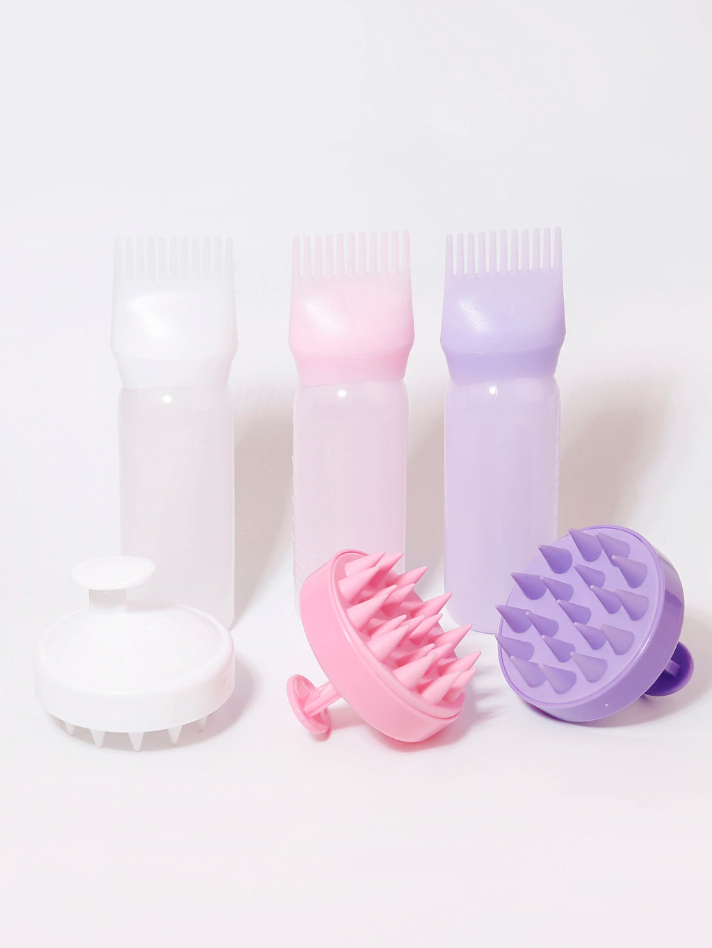 2-piece comb set, root comb application bottle, soft silicone hair brush, scalp exfoliation, massage, suitable for home salon by HARMONYA STORE