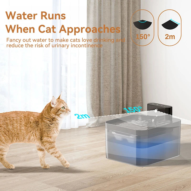 ROJECO Wireless Automatic Cat Water Fountain 2600mAh Pet Water Dispenser For Dog Cat Infrared Sensor Smart Pet Drinkier Fountain by HARMONYA STORE