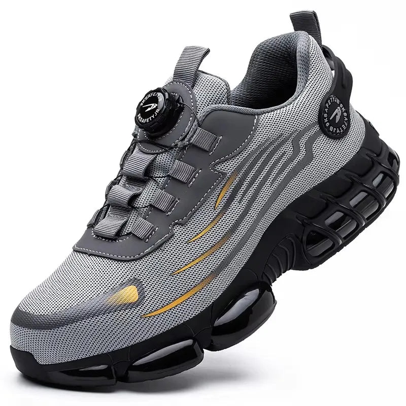 Rotating Button New Safety Shoes Men Anti-smash Anti-puncture Work Shoes Fashion Men Sport Shoes Security Protective Boots Men by HARMONYA STORE
