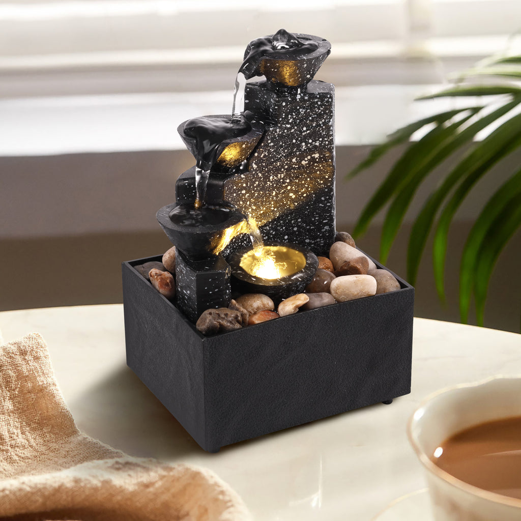 Tabletop Waterfall Home Decor Relaxation Meditation Desktop Fountain with Soft Lights Flowing Water Ornaments Mother's Day Gifts by HARMONYA STORE