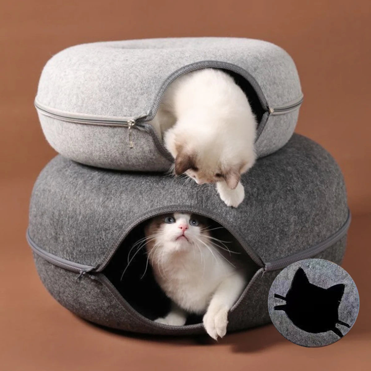 B-Tunnel Donut Cat Bed Interactive Tunnel Pet Felt Indoor Toys Cats House Kitten Training Toy Cat Kennel Cat Accessories by HARMONYA STORE