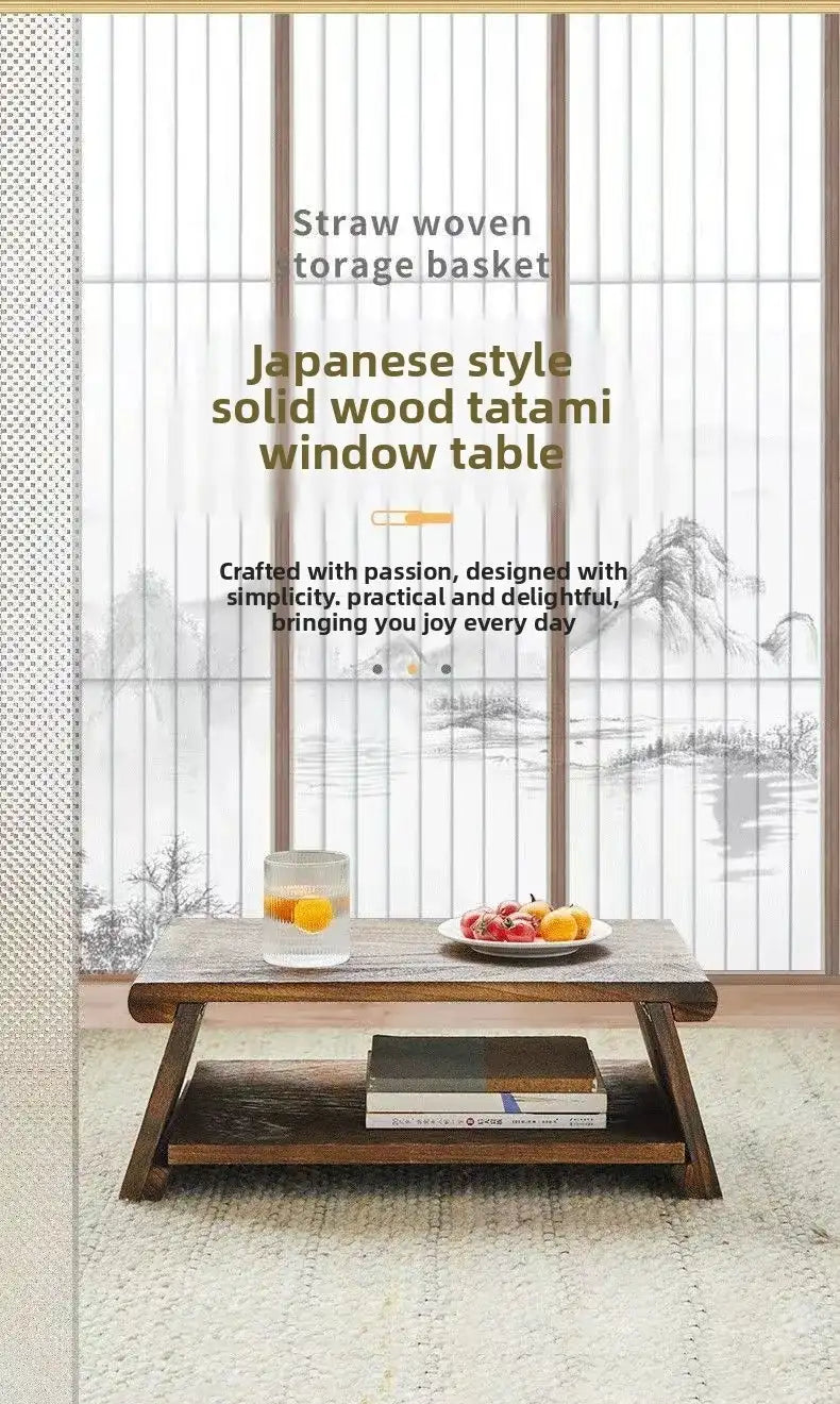 Solid Wood Tatami Bay Window Small Table Tea Table Japanese Style Balcony Table Tea Tables Home Small Tea Tables Folding Tables by DSERS