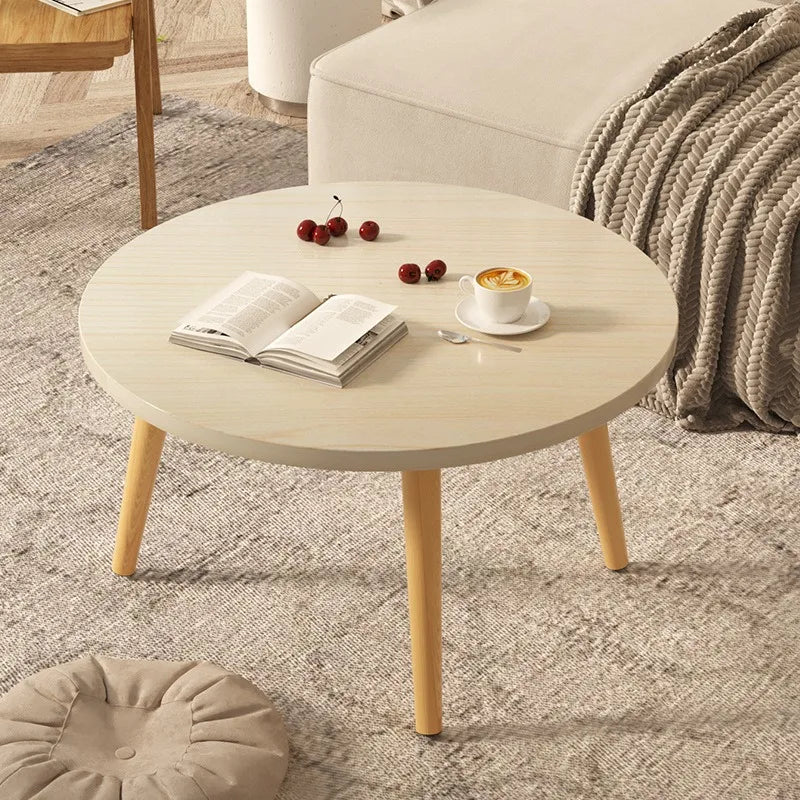 Small Table, Bedroom, Light Luxury Table, Modern Coffee Table, Living Room, Simple Small Round Table, Solid Wood by HARMONYA STORE