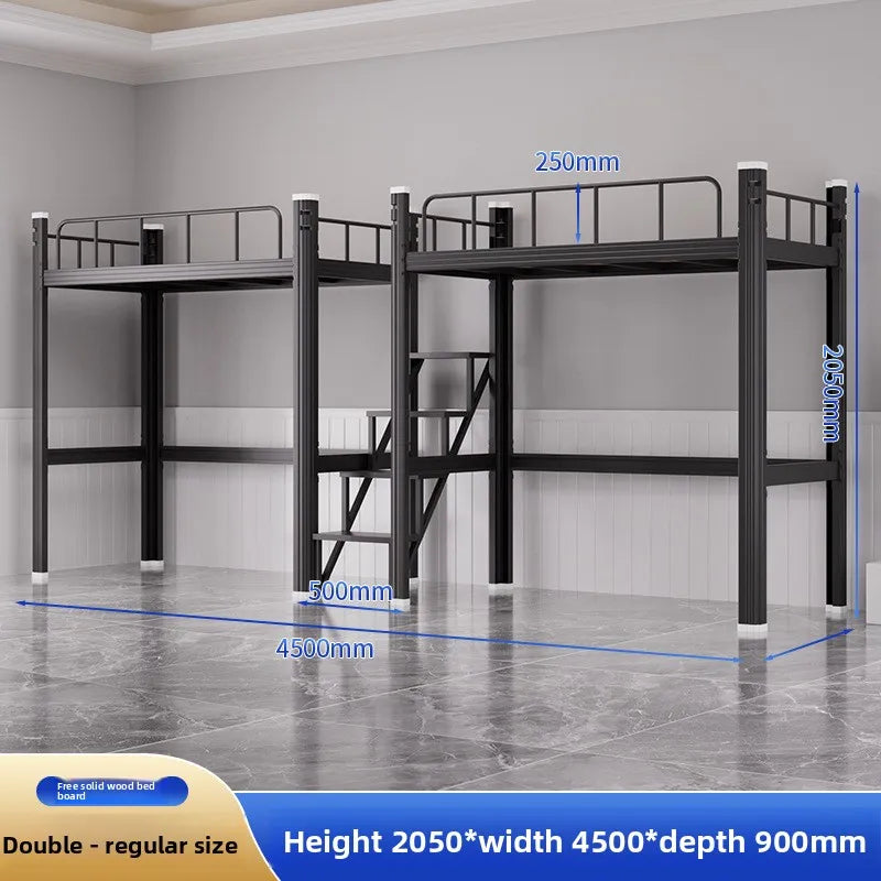 Upper Bed Lower Table Combined Bed College Dormitory Elevated Bed Small Apartment Household Wrought Iron Bed Apartment Bed by HARMONYA STORE