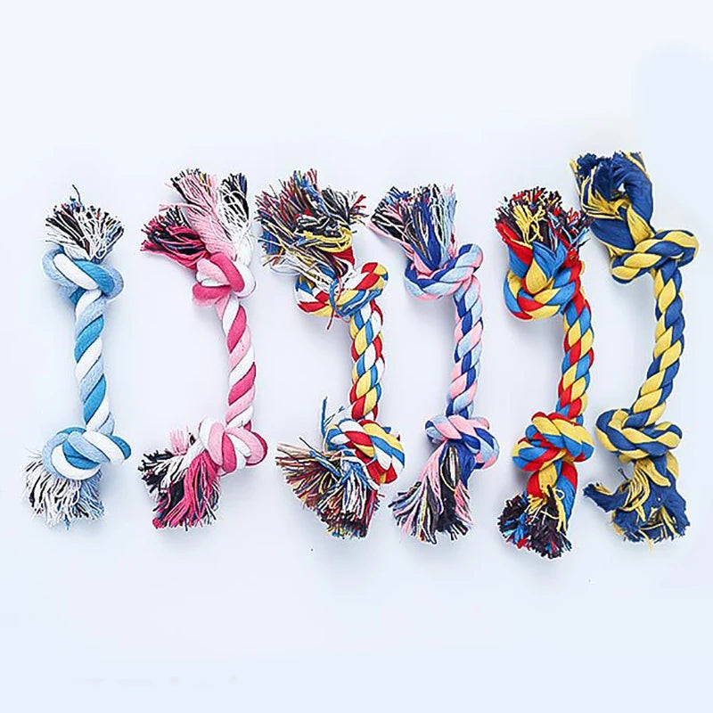 Random Color Pet Dog Toy Bite Rope Double Knot Cotton Rope Funny Cat Toy Bite Resistant and Sharp Teeth Pet Supplies Puppy Toys by HARMONYA STORE
