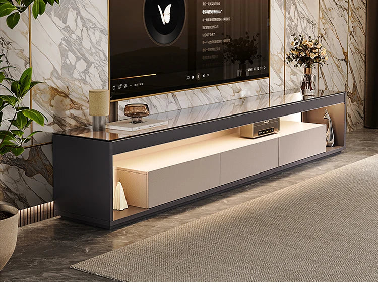 Glas Transparent Tv Table Cabinet Storage Luxury Floor Modern Tv Table Entertainment Center Meuble Television Salon Furnitures by HARMONYA STORE
