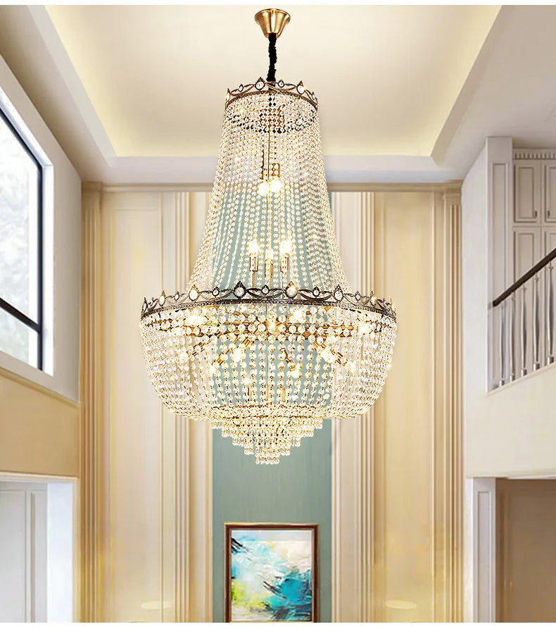 Luxury Crystal Chandeliers Lustre Duplex Loft Home Decorate Ceiling Chandelier Pendant Lights for Living Dining Room Żyrandol by HARMONYA STORE