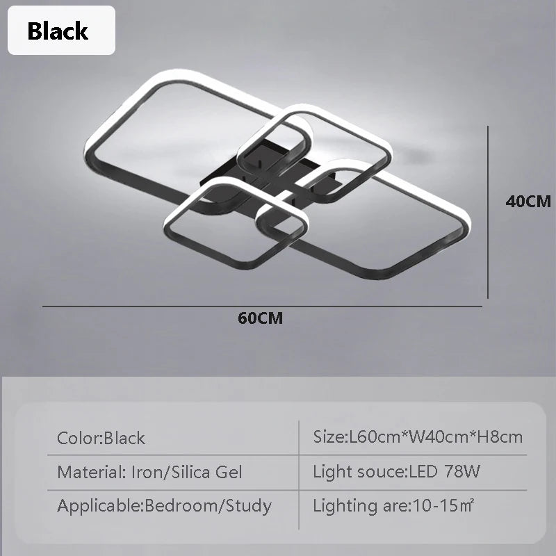 Nordic LED Ceiling Lamp Square Aluminium Balck White Home Decor For Living Room Bedroom Restaurant Indoor Lighting Fixtures by HARMONYA STORE